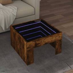 Berkfield Home Decorative Coffee Table with Infinity LED Smoked Oak 50x50x30 cm in Brown - Size: 50 x 50 x 30 cm - thumbnail 2