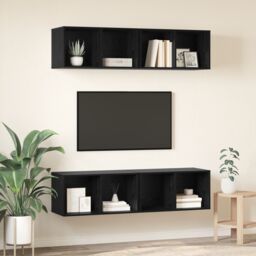 Berkfield Home Wall TV Cabinet 4 pcs Black oak 37 x 37 x 72 cm Engineered wood - thumbnail 4