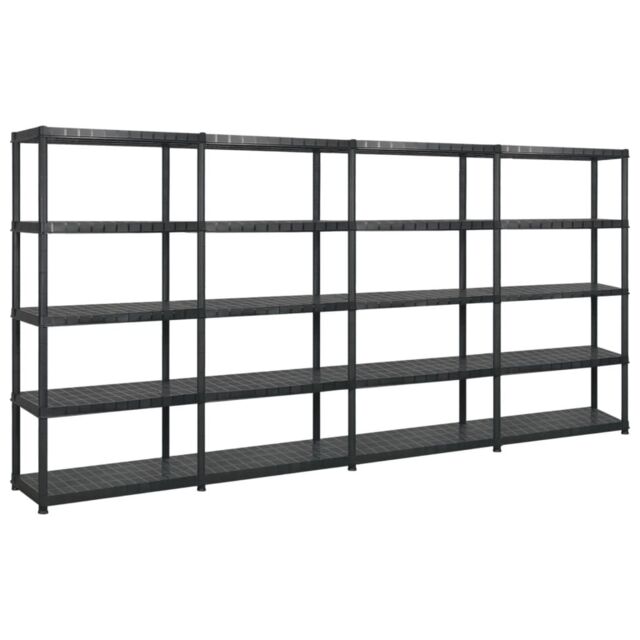 Berkfield Home Storage Shelf 5-Tier Black 340x40x185 cm Plastic - Size: 340 x 40 x 185 cm - image 1
