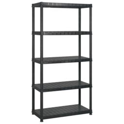 Berkfield Home Storage Shelf 5-Tier Black 340x40x185 cm Plastic - Size: 340 x 40 x 185 cm - thumbnail 2