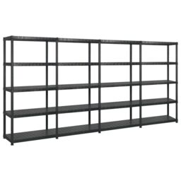 Berkfield Home Storage Shelf 5-Tier Black 340x40x185 cm Plastic - Size: 340 x 40 x 185 cm