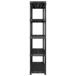 Berkfield Home Storage Shelf 5-Tier Black 340x40x185 cm Plastic - Size: 340 x 40 x 185 cm - thumbnail 4
