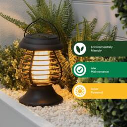 Gardenwize 2-in-1 Solar Yellow Flame Bug Zapper Lantern Light in Black - thumbnail 4
