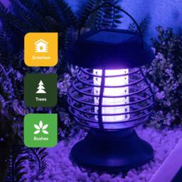 Gardenwize 2-in-1 Solar Yellow Flame Bug Zapper Lantern Light in Black - thumbnail 6