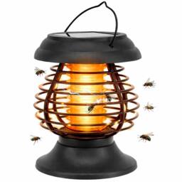Gardenwize 2-in-1 Solar Yellow Flame Bug Zapper Lantern Light in Black - thumbnail 1