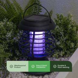 Gardenwize 2-in-1 Solar Yellow Flame Bug Zapper Lantern Light in Black - thumbnail 3