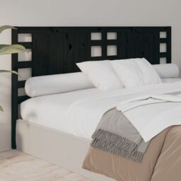Berkfield Home Headboard Black 146x4x100 cm Solid Wood Pine - Size: 146 x 4 x 100 cm - thumbnail 4