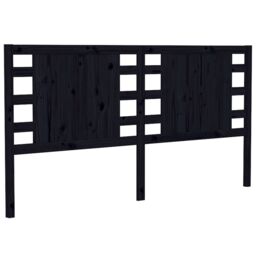 Berkfield Home Headboard Black 146x4x100 cm Solid Wood Pine - Size: 146 x 4 x 100 cm - thumbnail 2