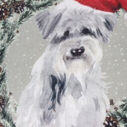 Evans Lichfield Christmas Dog Wreath Festive Piped Polyester Filled Cushion - Size: 43 cm x 43 cm - thumbnail 4
