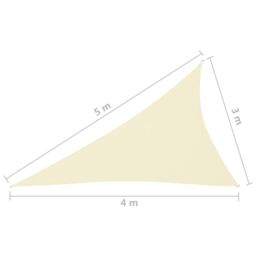 Berkfield Home Sunshade Sail Oxford Fabric Triangular 3x4x5 m Cream in Beige - thumbnail 6