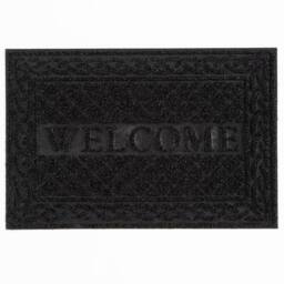 Esselle Romiley Welcome Rubber Crumb Scrapper Doormat in Black - Size: 40 cm x 60 cm - thumbnail 1