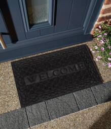 Esselle Romiley Welcome Rubber Crumb Scrapper Doormat in Black - Size: 40 cm x 60 cm - thumbnail 5