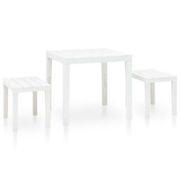 Berkfield Home Garden Table with 2 Benches Plastic White