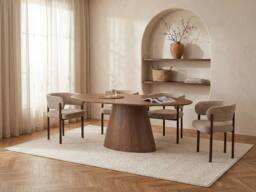 Vente-unique 6 - Seater Dining Table With Walnut Veneer - Dark Natural - ANTELADA - thumbnail 3