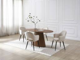 Vente-unique 6 - Seater Dining Table With Walnut Veneer - Dark Natural - ANTELADA - thumbnail 9