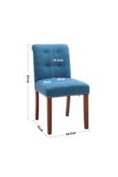 Living and Home Set of 2 Contemporary Buttoned Accent Dining Chair in Blue - thumbnail 5