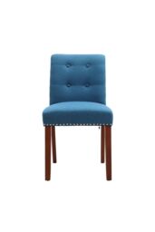 Living and Home Set of 2 Contemporary Buttoned Accent Dining Chair in Blue - thumbnail 3