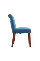 Living and Home Set of 2 Contemporary Buttoned Accent Dining Chair in Blue - thumbnail 4