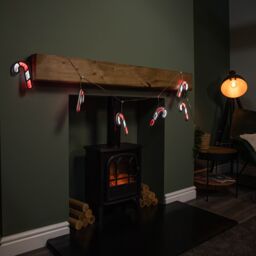Samuel Alexander 1.75m 6 Hanging Candy Cane Christmas Infinity Light Garland with LEDs in Red - thumbnail 2