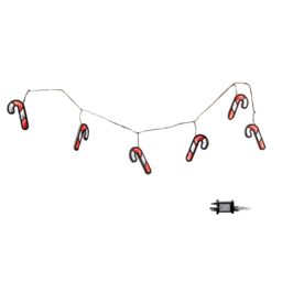 Samuel Alexander 1.75m 6 Hanging Candy Cane Christmas Infinity Light Garland with LEDs in Red - thumbnail 8