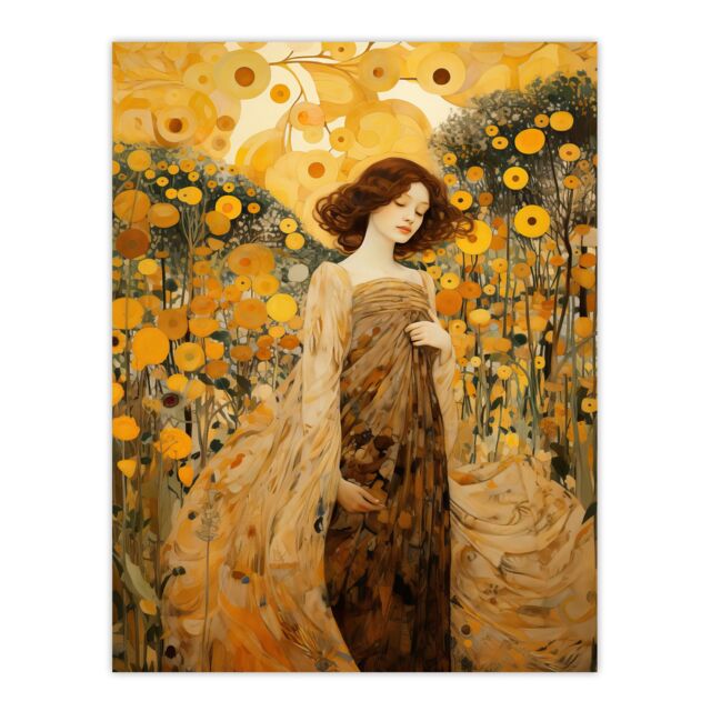 "Artery8 Walk On The Wildflower By Mia Rose Modern Klimt Style Painting Large Wall Art Poster Print Thick Paper 18X24 Inch - Size: W18"" x H24""" - image 1