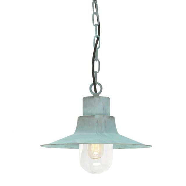 Netlighting Sheldon 1 Light Outdoor Ceiling Chain Lantern Verdigris IP44 E27 in Green - image 1