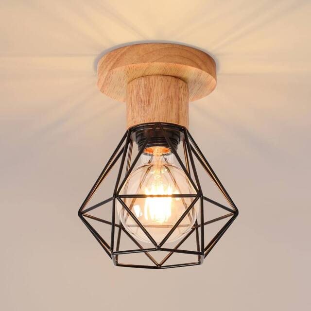 Goeco Industrial Ceiling Light E27 Chandelier, Vintage Pendant Light, Black - image 1