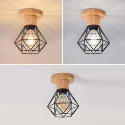 Goeco Industrial Ceiling Light E27 Chandelier, Vintage Pendant Light, Black - thumbnail 7