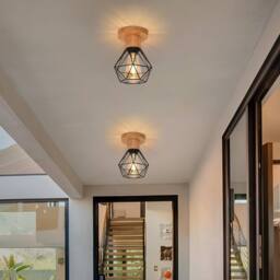 Goeco Industrial Ceiling Light E27 Chandelier, Vintage Pendant Light, Black - thumbnail 4