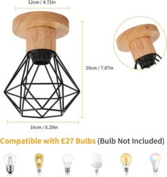 Goeco Industrial Ceiling Light E27 Chandelier, Vintage Pendant Light, Black - thumbnail 5