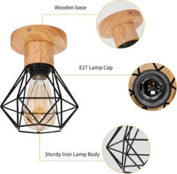 Goeco Industrial Ceiling Light E27 Chandelier, Vintage Pendant Light, Black - thumbnail 6