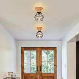 Goeco Industrial Ceiling Light E27 Chandelier, Vintage Pendant Light, Black - thumbnail 3