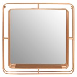 Orsina Faux Champagne Gold Foil Wall Mirror, 76cm Decorative Square Mirror With Iron Wire Frame, Luxe Accent Mirror