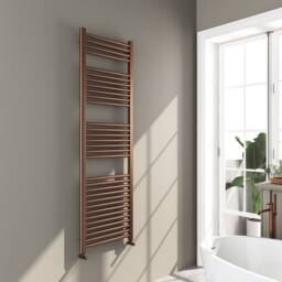 Bathroom Kingdom Omata Brushed Bronze Straight Heated Towel Rail 1600x500mm in Brown - thumbnail 1