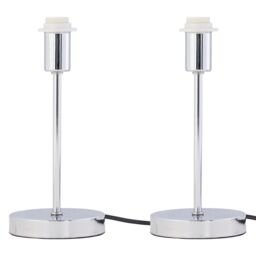 First Choice Lighting Set of 2 Chrome Touch Operated Stick Table Lamp Bases Only in Silver - thumbnail 1