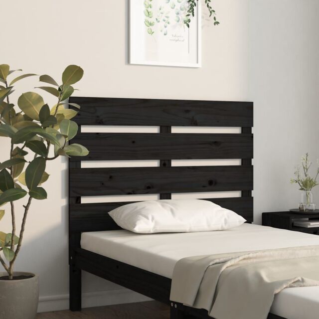 Berkfield Home Headboard Black 100x3x80 cm Solid Wood Pine - Size: 100 x 3 x 80 cm - image 1