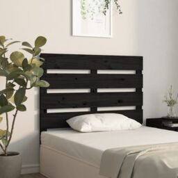 Berkfield Home Headboard Black 100x3x80 cm Solid Wood Pine - Size: 100 x 3 x 80 cm - thumbnail 4