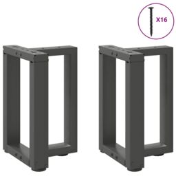 Berkfield Home Coffee Table Legs T-Shaped¬†2 pcs Anthracite 28x25x(42-43) cm Steel in Black - thumbnail 4