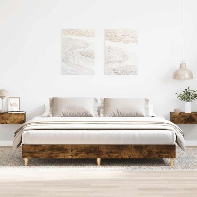 Berkfield Home Bed Frame without Mattress Smoked Oak 180x200cm Engineered Wood in Brown - Size: Super King - image 1