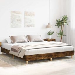 Berkfield Home Bed Frame without Mattress Smoked Oak 180x200cm Engineered Wood in Brown - Size: Super King - thumbnail 3