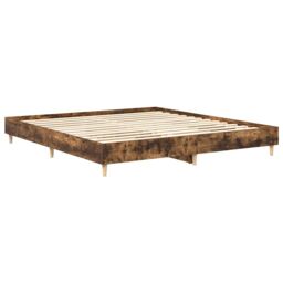Berkfield Home Bed Frame without Mattress Smoked Oak 180x200cm Engineered Wood in Brown - Size: Super King - thumbnail 4
