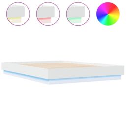 Berkfield Home Bed Frame with LED without Mattress White 160x200 cm - thumbnail 2
