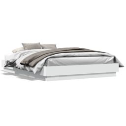 Berkfield Home Bed Frame with LED without Mattress White 160x200 cm - thumbnail 5