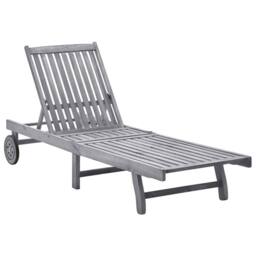 Berkfield Home Sun Lounger Solid Acacia Wood in Light Grey