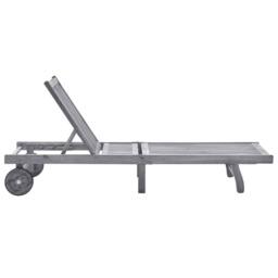 Berkfield Home Sun Lounger Solid Acacia Wood in Light Grey - thumbnail 3
