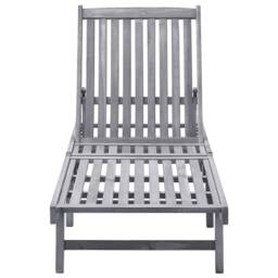 Berkfield Home Sun Lounger Solid Acacia Wood in Light Grey - thumbnail 2