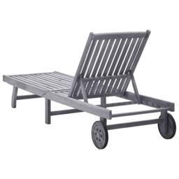 Berkfield Home Sun Lounger Solid Acacia Wood in Light Grey - thumbnail 4