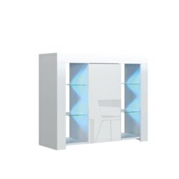 Mex Furniture LTD Sideboard with LED Lighting & Gloss Doors / 97cm in White - thumbnail 2