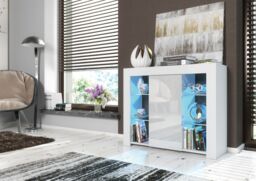 Mex Furniture LTD Sideboard with LED Lighting & Gloss Doors / 97cm in White - thumbnail 3