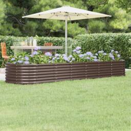 Berkfield Home Garden Raised Bed Powder-coated Steel 296x80x36 cm Brown - Size: 296 x 80 x 36 cm - thumbnail 2